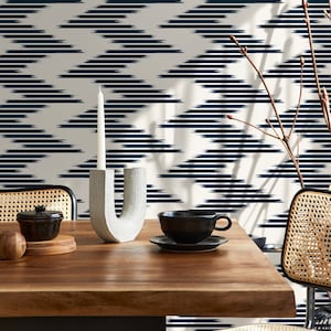 Navy Chevron Wallpaper / Peel and Stick Wallpaper Removable Wallpaper Home Decor Wall Art Wall Decor Room Decor - D208