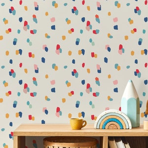 Colorful Dots Brush Wallpaper / Peel and Stick Wallpaper Removable Wallpaper Home Decor Wall Art Wall Decor Room Decor - D347