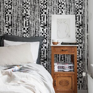 Wallpaper Removable Wallpaper Peel and Stick Wallpaper Wall Decor Home Decor Wall Art Printable / Watercolor Black and White Wallpaper- X116