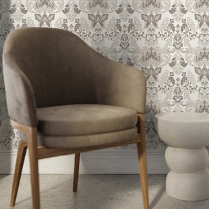 Cream Vintage Victorian Wallpaper / Peel and Stick Wallpaper Removable Wallpaper Home Decor Wall Art Wall Decor Room Decor - D098