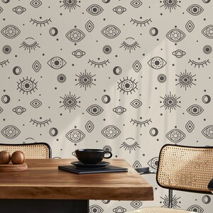 Mystique and Celestial Wallpaper Removable Peel and Stick Wallpaper, Peel and Stick Wallpaper Moon and Sun - ZACQ