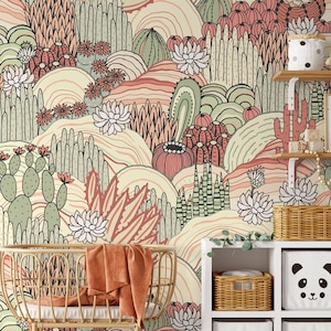 Desert Landscape Wallpaper / Peel and Stick Wallpaper Removable Wallpaper Home Decor Wall Art Wall Decor Room Decor - D277