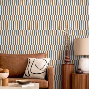 Geometric Mid Century Wallpaper Modern Wallpaper Peel and Stick and Traditional Wallpaper D851 image 1