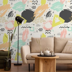 Wallpaper Peel and Stick Wallpaper Removable Wallpaper Home Decor Wall Art Wall Decor Room Decor /  Colorful Abstract Wallpaper - A695