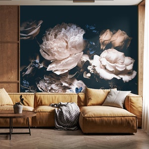 Wallpaper Removable Wallpaper Peel and Stick Wallpaper Wall Decor Home Decor Wall Art Room Decor / Roses Mural Wallpaper - A344