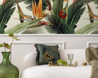 Wallpaper Removable Wallpaper Peel and Stick Wallpaper Wall Decor Home Decor Wall Art Room Decor / Botanical Leaves Wallpaper - B220