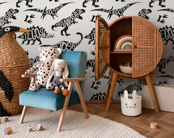 Wallpaper Peel and Stick Wallpaper Removable Wallpaper Home Decor Wall Art Wall Decor Room Decor / Cool Dinosaur Kids Wallpaper - B625