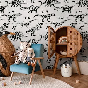Wallpaper Peel and Stick Wallpaper Removable Wallpaper Home Decor Wall Art Wall Decor Room Decor / Cool Dinosaur Kids Wallpaper - B625