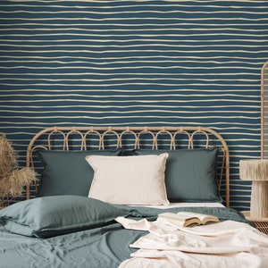 Unique Striped Wallpaper Modern Waves Wallpaper Peel and Stick and Traditional Wallpaper - D776