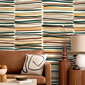 Contemporary Striped Wallpaper Abstract Wallpaper Peel and Stick and Traditional Wallpaper - D795
