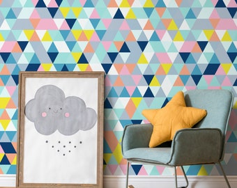 Wallpaper Peel and Stick Wallpaper Removable Wallpaper Home Decor Wall Art Wall Decor Room Decor / Colorful Triangle Wallpaper - A876