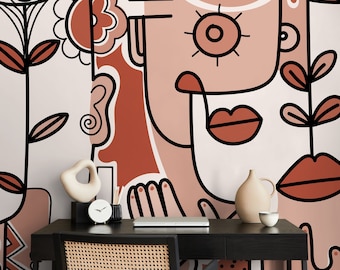 Surreal Abstract Art Mural Modern Wallpaper Peel and Stick Wallpaper Home Decor - D599