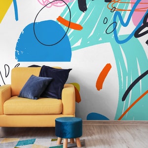 Wallpaper Peel and Stick Wallpaper Removable Wallpaper Home Decor Wall Art Wall Decor Room Decor / Colorful Abstract Mural Wallpaper - B867
