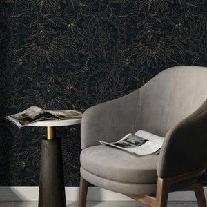 Dark Victorian Wallpaper / Peel and Stick Wallpaper Removable Wallpaper Home Decor Wall Art Wall Decor Room Decor - D081 image 4