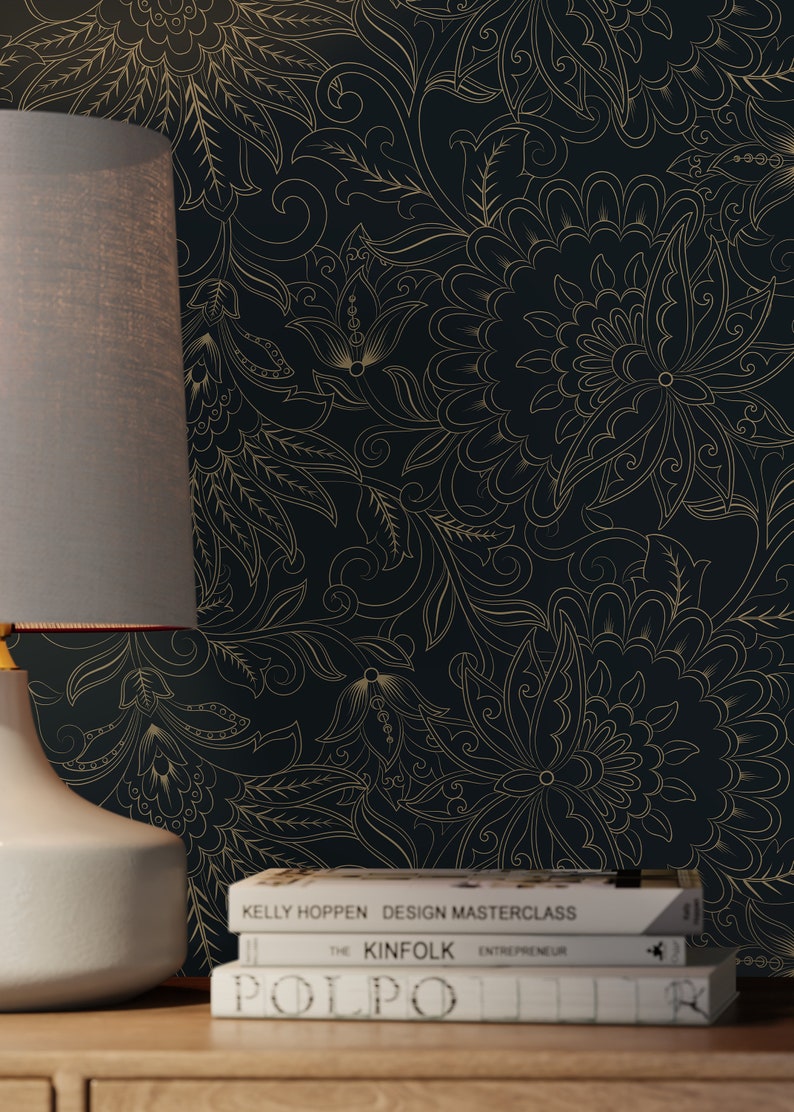 Dark Victorian Wallpaper / Peel and Stick Wallpaper Removable Wallpaper Home Decor Wall Art Wall Decor Room Decor - D081 image 2