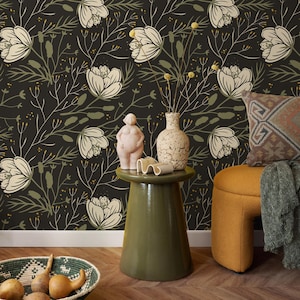 Modern Vintage Botanical Wallpaper - D149