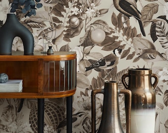 Botanical Removable Wallpaper, Nature Colors Wall Mural - E108 A