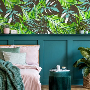 Wallpaper Peel and Stick Wallpaper Removable Wallpaper Home Decor Wall Art Wall Decor Room Decor / Tropical Monstera Leaf Wallpaper - B138
