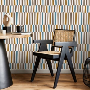 Geometric Mid Century Wallpaper Modern Wallpaper Peel and Stick and Traditional Wallpaper D851 image 2