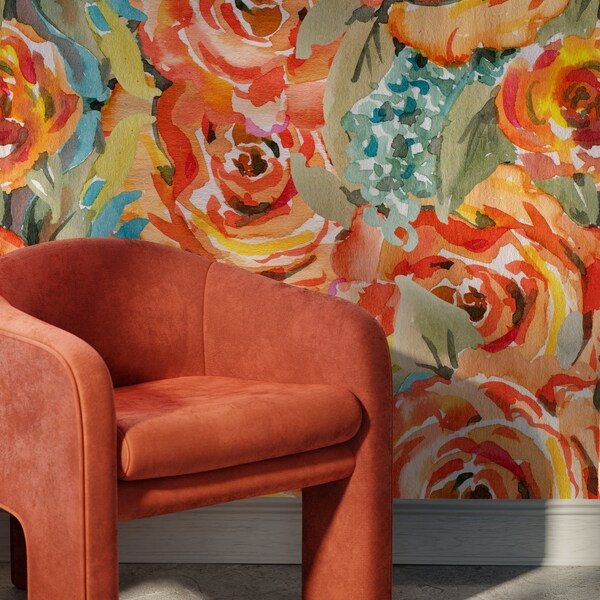 Wallpaper Orange - Etsy