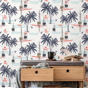 Retro Coastal Wallpaper - D096