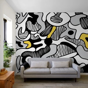 Wallpaper Removable Wallpaper Peel and Stick Wallpaper Wall Decor Home Decor Contemporary / Black And Yellow Wallpaper- X135