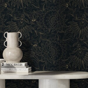 Dark Victorian Wallpaper / Peel and Stick Wallpaper Removable Wallpaper Home Decor Wall Art Wall Decor Room Decor - D081 image 3