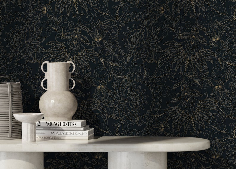 Dark Victorian Wallpaper / Peel and Stick Wallpaper Removable Wallpaper Home Decor Wall Art Wall Decor Room Decor - D081 image 3