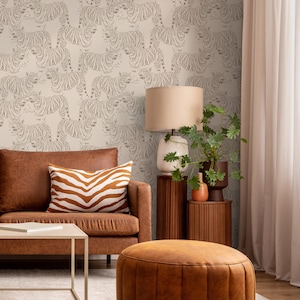 Boho Neutral Tiger Wallpaper Removable Peel and Stick Wallpaper, Animal Print Repositionable Peel and Stick Wallpaper - ZADH