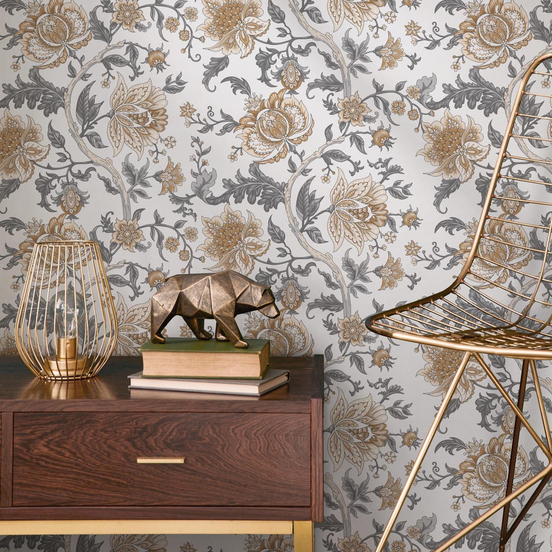 Elegant Victorian Floral Wallpaper - D130 - Etsy