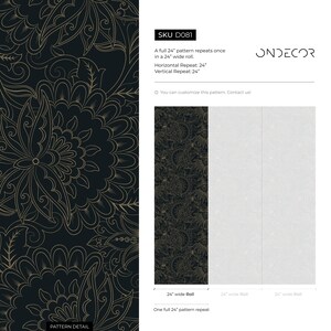 Dark Victorian Wallpaper / Peel and Stick Wallpaper Removable Wallpaper Home Decor Wall Art Wall Decor Room Decor - D081 image 6