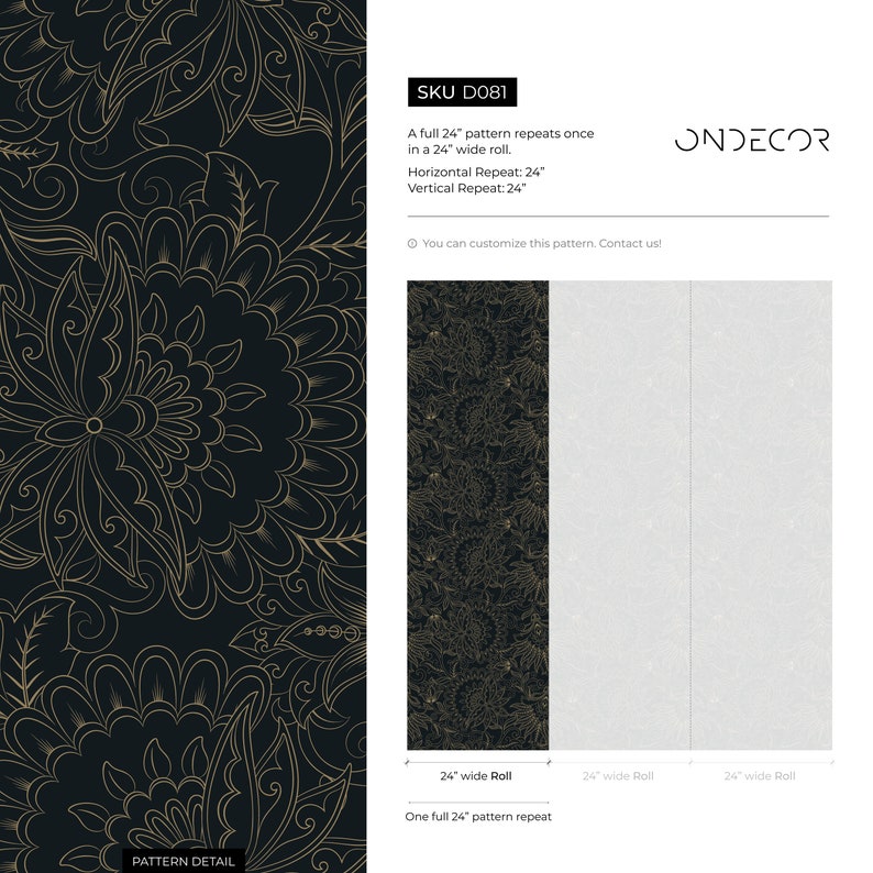 Dark Victorian Wallpaper / Peel and Stick Wallpaper Removable Wallpaper Home Decor Wall Art Wall Decor Room Decor - D081 image 6