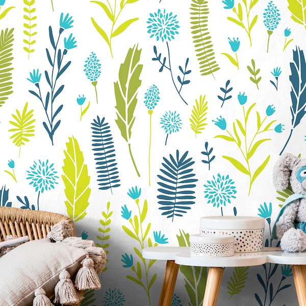 Blue and Green Removable Wallpaper Etsy
