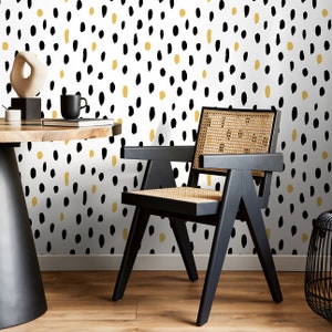 Wallpaper Peel and Stick Wallpaper Removable Wallpaper Home Decor Wall Decor Room Decor / Black and Yellow Minimalist Wallpaper A059 image 3