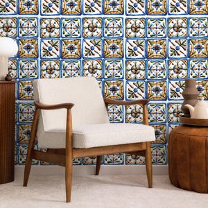 Mediterranean Tile Blue Green Wallpaper - A381