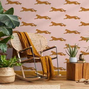Pink Boho Cheetah Wallpaper Removable and Repositionable Peel and Stick or Traditional Pre-pasted Wallpaper - ZADS