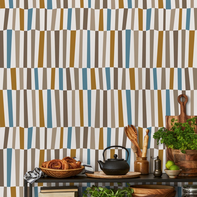 Geometric Mid Century Wallpaper Modern Wallpaper Peel and Stick and Traditional Wallpaper D851 image 4