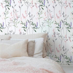 Wallpaper Peel and Stick Wallpaper Removable Wallpaper Home Decor Wall Art Wall Decor Room Decor /  Cute Flowers Wallpaper  - B315