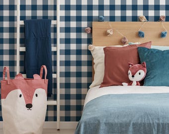 Gingham removable wallpaper, Buffalo check plaid, Self adhesive and traditional wallpaper - E084