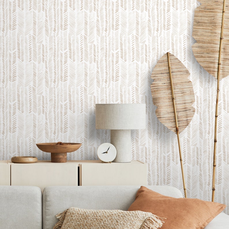 Wallpaper Peel and Stick Wallpaper Removable Wallpaper Home Decor Wall Art Wall Decor Room Decor / Beige Abstract Boho Wallpaper C357 image 4