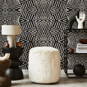 Tribal Wallpaper Aztec Peel And Stick Wallpaper Black Removable Tribal Print Wallpaper - ZAEL