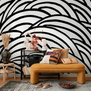 Wallpaper Peel and Stick Wallpaper Removable Wallpaper Home Decor Wall Art Wall Decor Room Decor / Abstract Black and White Wallpaper - C433