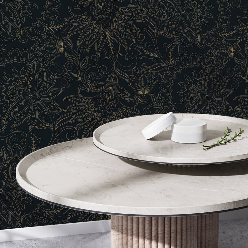 Dark Victorian Wallpaper / Peel and Stick Wallpaper Removable Wallpaper Home Decor Wall Art Wall Decor Room Decor - D081 image 5