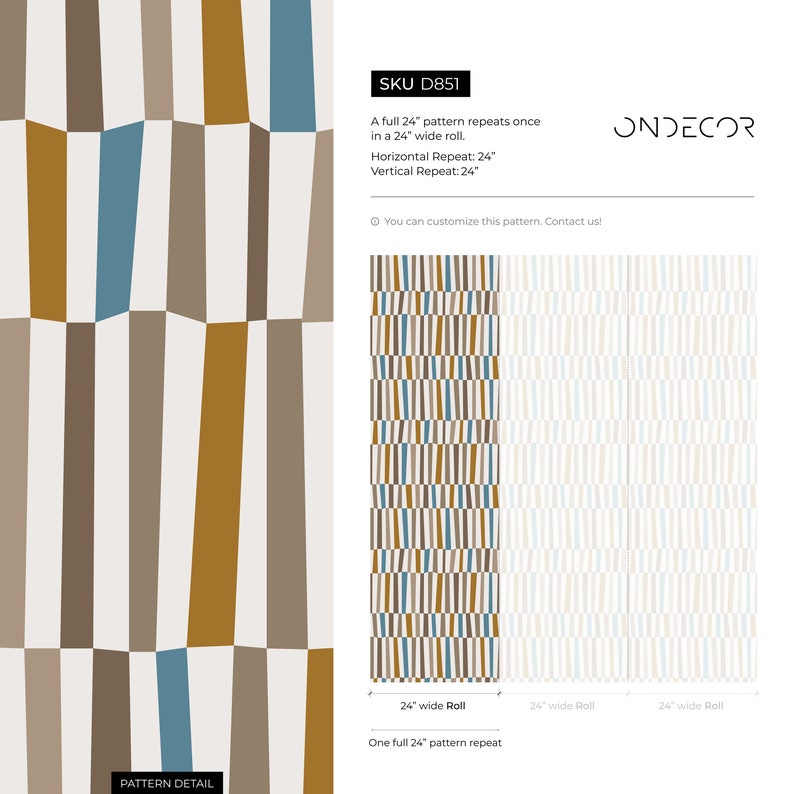 Geometric Mid Century Wallpaper Modern Wallpaper Peel and Stick and Traditional Wallpaper D851 image 6