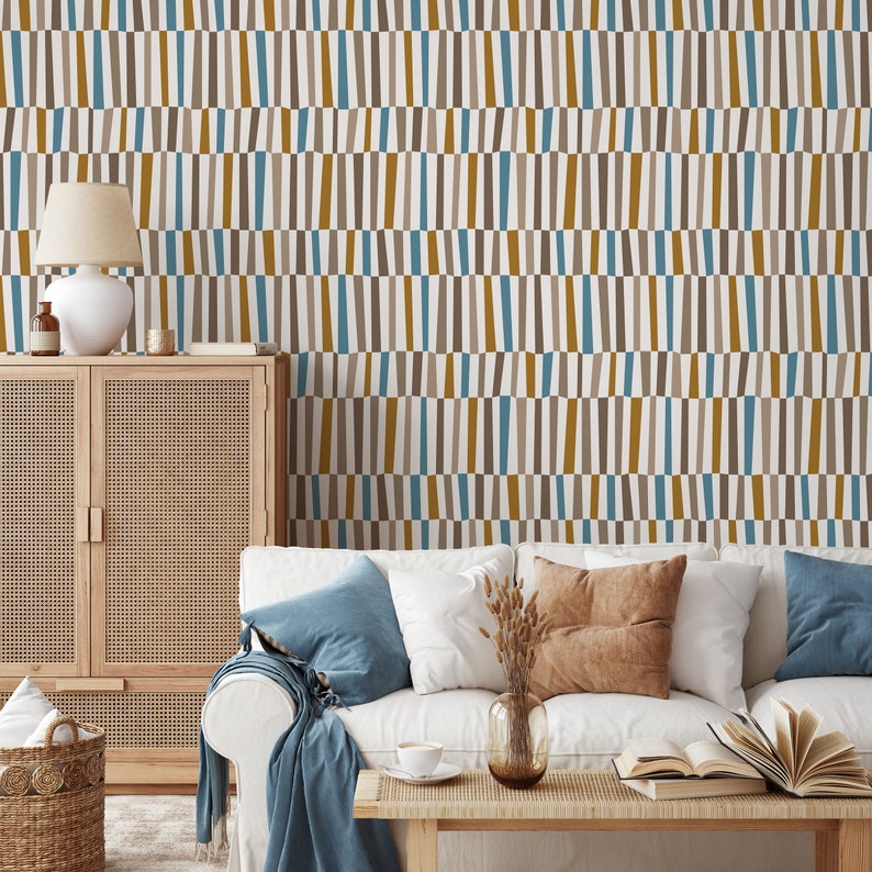 Geometric Mid Century Wallpaper Modern Wallpaper Peel and Stick and Traditional Wallpaper D851 image 5