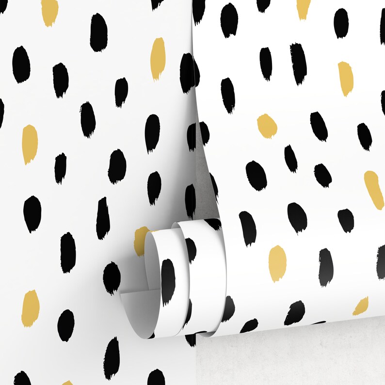 Wallpaper Peel and Stick Wallpaper Removable Wallpaper Home Decor Wall Decor Room Decor / Black and Yellow Minimalist Wallpaper A059 image 5