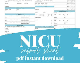 NICU Report Sheet Template, NICU Brain, NICU Nurse