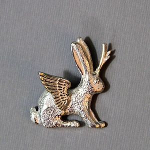 Winged Jackalope Sterling Silver Pin