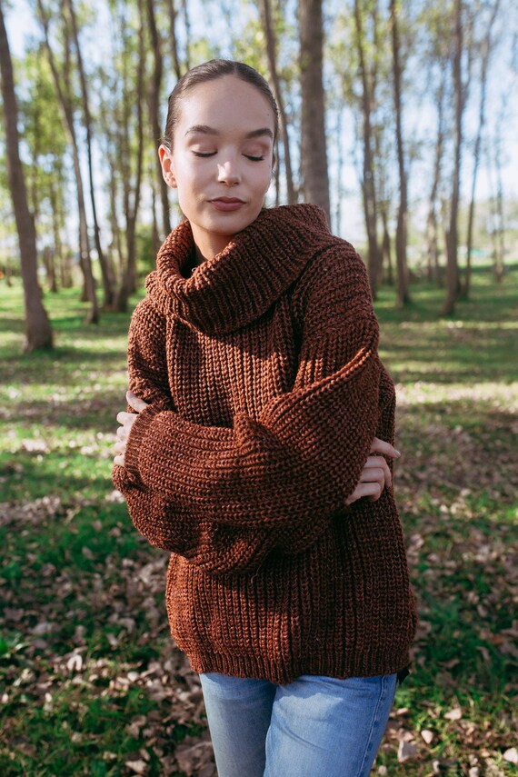 Turtle Neck Sweater Loose Knit Sweater 