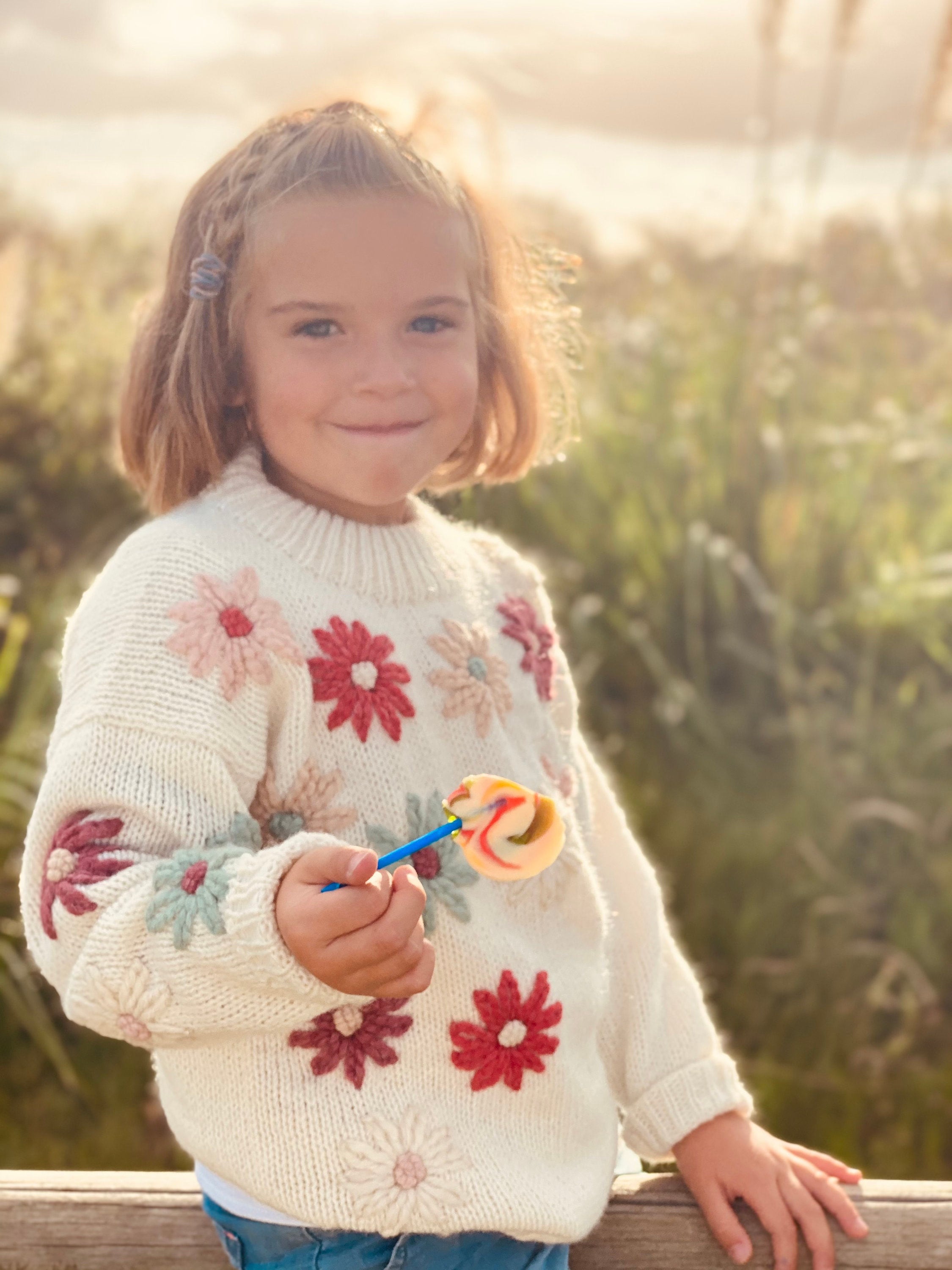 Floral Embroidery Knit Sweater for Girls Hand Embroidery - Etsy UK